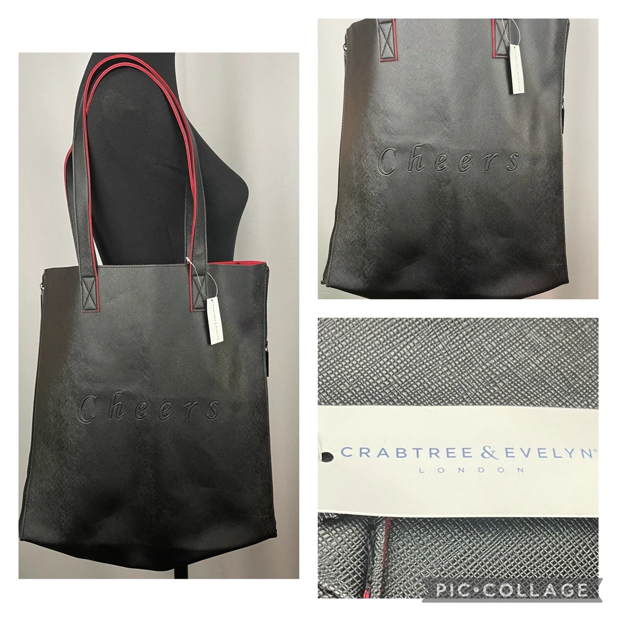NWT CRABTREE EVELYN BLACK AND RED TOTE