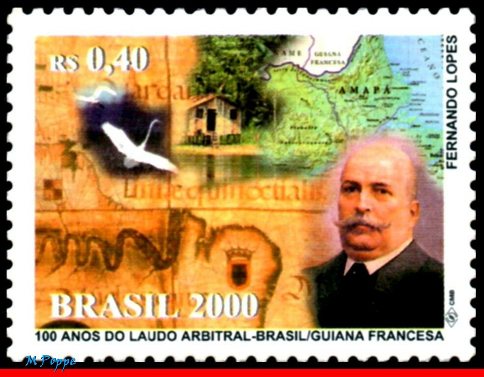 2775 BRAZIL 2000 BRAZIL-GUIANA SETTLEMENT, BIRDS, MAPS, MI# 3122 RHM C-2354, MNH