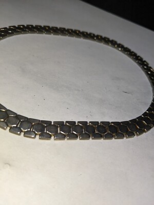 VINTAGE KRONE TRIFARI SILBERTON GEWEBTE CHOKER HALSKETTE 48 GRAMM 14,25 ZOLL LANG