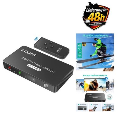 HDMI Switch 3-in-1 4K 60Hz mit Fernbedienung für TV und Konsole