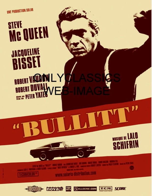 1968 Cool Guy Detective Bullitt Steve McQueen Mustang GT Car 8.5x11 Poster Print