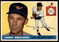 1955 Topps #113 HARRY BRECHEEN  Baltimore Orioles  EX (2 Pinholes)