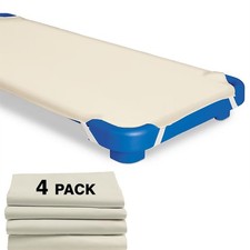 4 Pack Daycare Cot Sheets, 22" x 52" Daycare Cot Size with Corner Elastic Loo...