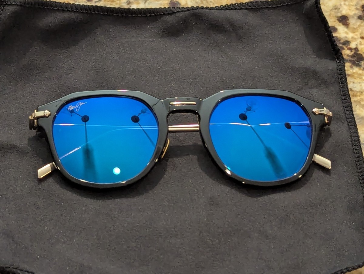 Maui Jim Alika Sunglasses Black with Gold MJ837-02 Blue Lens | eBay