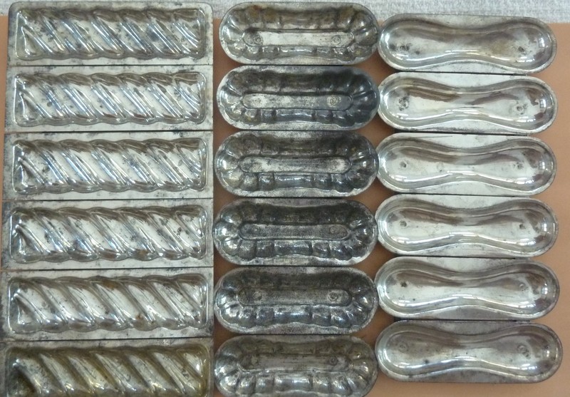 Lot of 3 Vintage Metal Cookie Molds - Ladyfingers/Madelaines