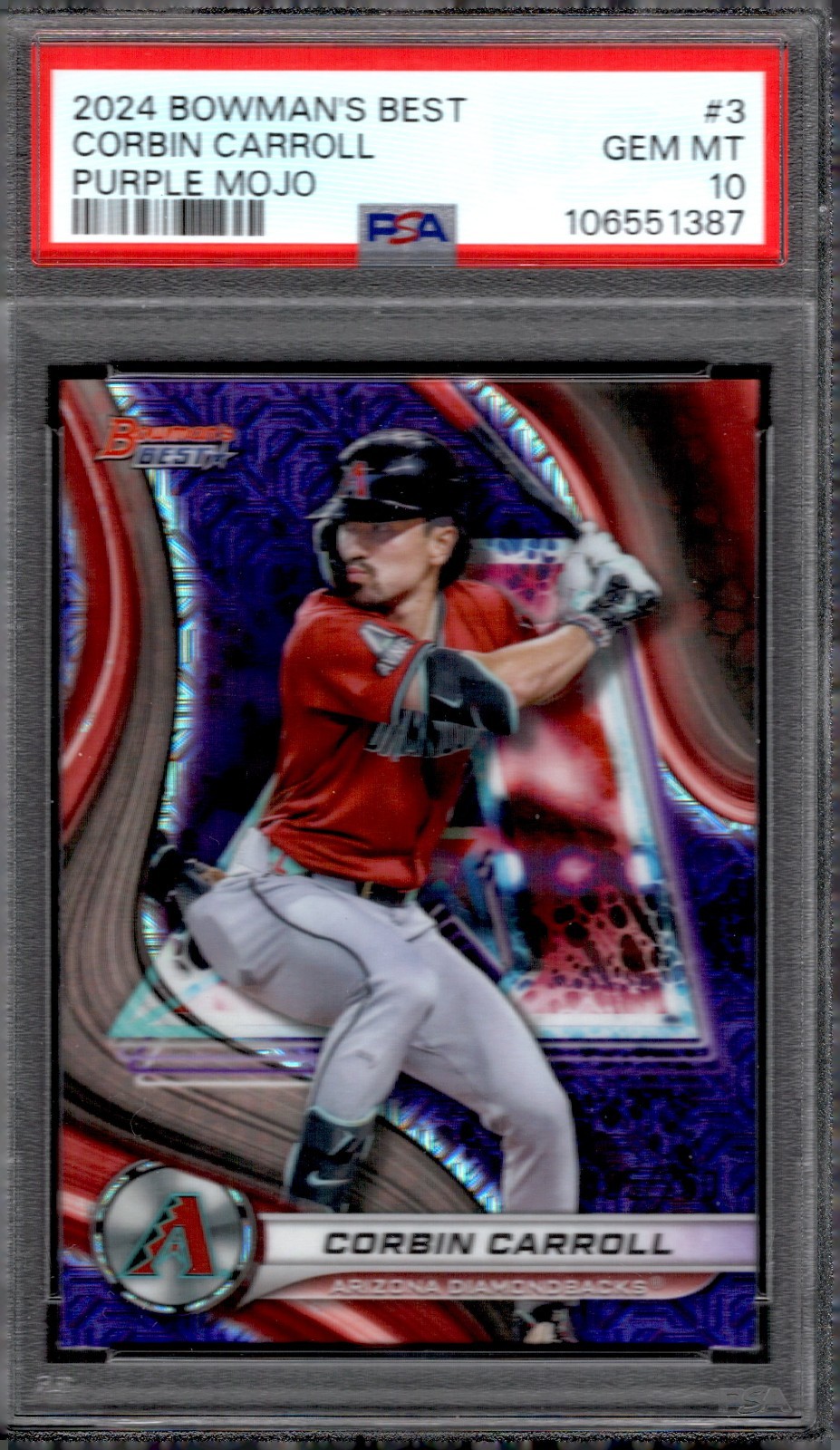 2023 Bowman's Best Corbin Carroll RARE Purple Mojo /250 PSA 10 #20 RC