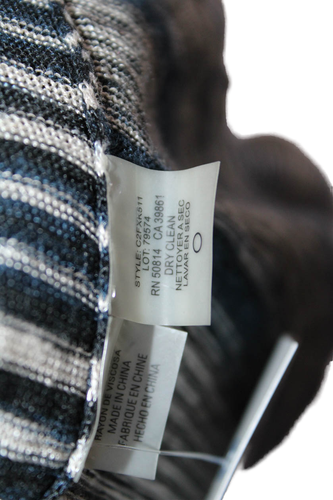Elie Tahari Womens Linen Long Sleeve Stripped Knit Cardigan Navy Size L - Picture 6 of 6