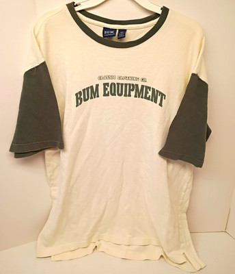 B.U.M. Equipment VTG Men's Ringer Graphic Logo T-Shirt White/Gray L Cotton