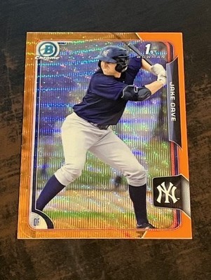 JAKE CAVE 2015 Bowman Chrome Prospects ORANGE WAVE REFRACTOR