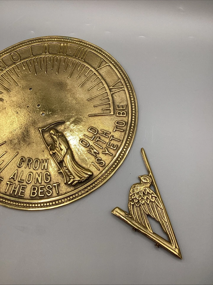 "Esfera solar de latón macizo 11"" Padre Tiempo-Flora y fauna" Foto 3 de 4