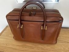 Smythson Of Bond Street Brown Ludlow Leather Shoulder Bag 48 Hour Travel Holdall