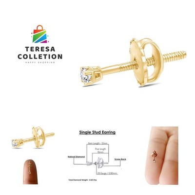 Eleganter knorpelfreundlicher Diamant Ohrstecker in 14k Gold - Geschenkbox Luxus