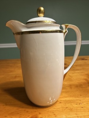 Nippon Noritake The Angora Gold Black Ribbon Design Coffee Tea Pot Vintage