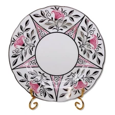 Wedgwood W2993 Pink Flowers Platinum 8 1/4" Salad Dessert Plate 1880's