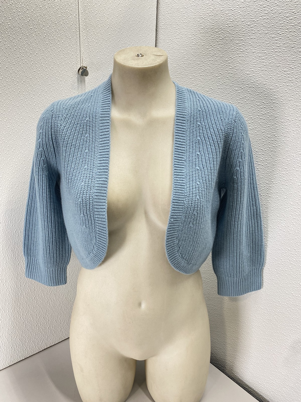 Michael Kors Womens Cropped Shaker Knit Cashmere Cardigan Size M Seaglass