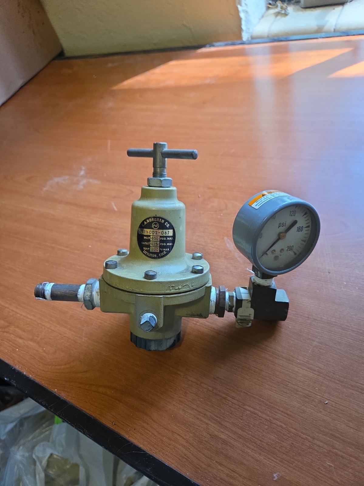 C. A. Norgen 11-002-067 Regulator Inlet: 400 PSIG Outlet 125 PSIG Temp 175F