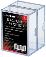 2 Ultra Pro 50 Count Clear Two Piece Card Storage Boxes Case Sports Slider New
