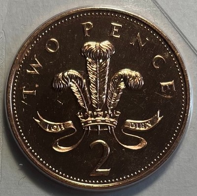 Great Britain 2 Pence 1992 - Ostrich Feathers - Queen Elizabeth II - BU