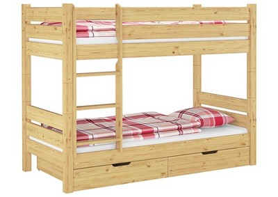 Teilbares Stockbett massiv Kiefer 90x200 Etagenbett Nische 80 cm Zubehör wählbar