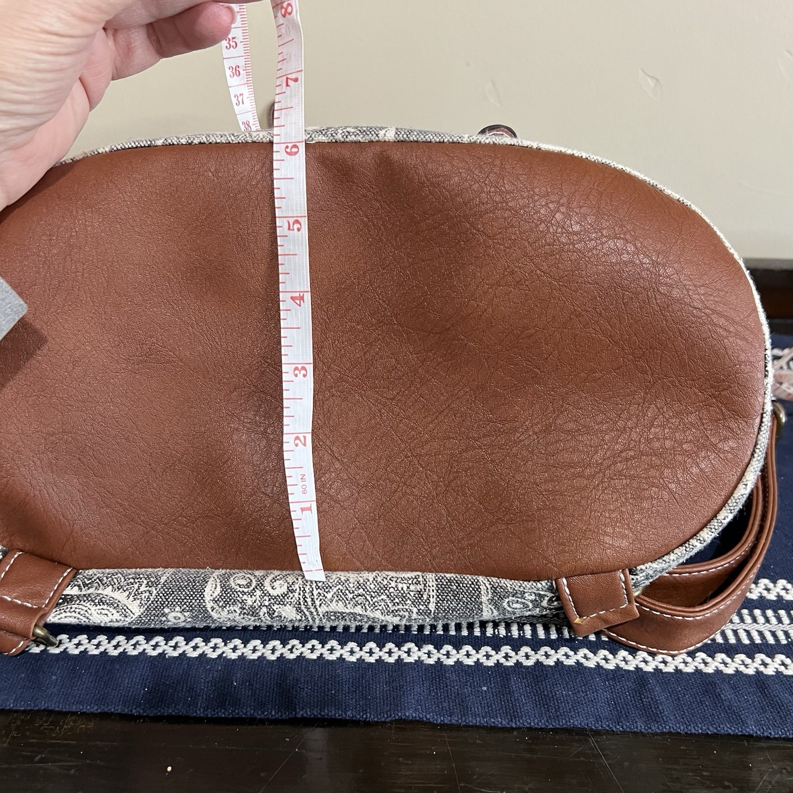 Elephant Print Drawstring Canvas Backpack Dk Gray… - image 18