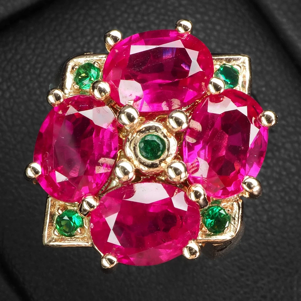 Luxurious Blood Red Ruby Oval 5.90Ct 925 Sterling Silver Rose Gold Rings Size 6 Foto 2 de 4