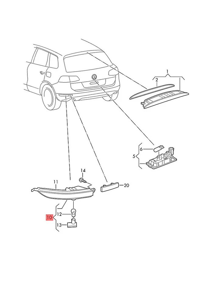 Genuine Rear Fog Light Right VW Touareg 7P5 7P6945702F - Image 2 of 2