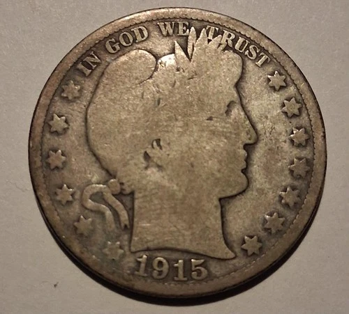 🔥1915 P  BARBER HALF GOOD  HARDER KEY DATE 138,000 MINTAGE SILVER