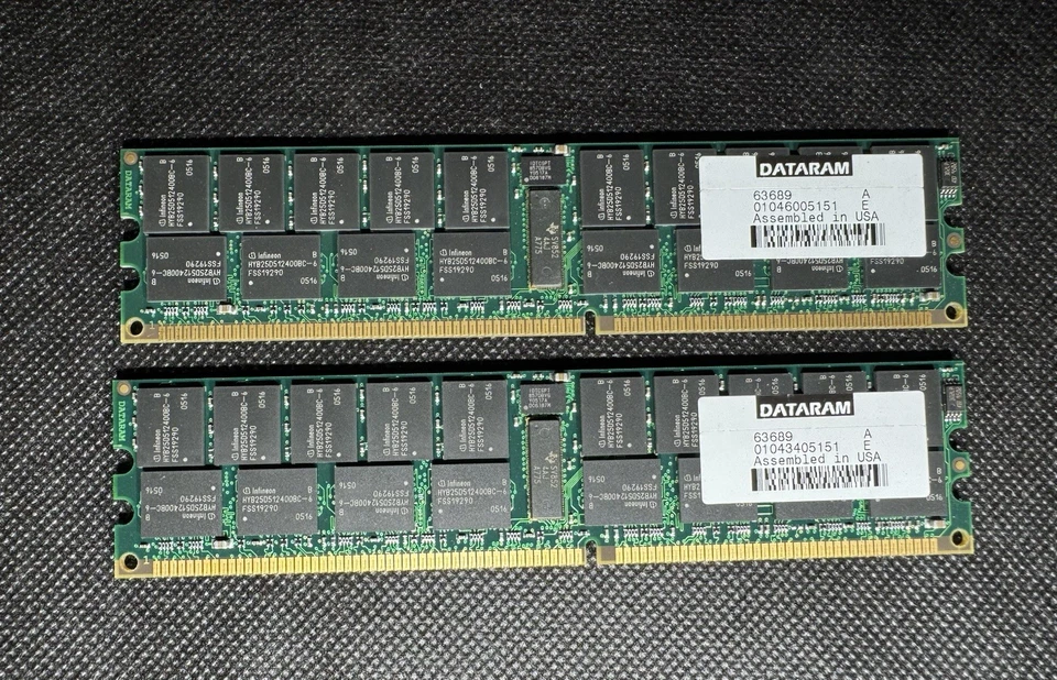 Sun / Dataram 4GB Memory Kit 2x 370-7672 2GB 184p ECC REG DIMMs X7711A, X7711A-4 - Image 2 of 4