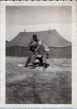1952 Photo of Soldier Getting Haircut at Field Tent