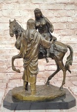Vintage Arab on Horse Bronze Sculpture After Antoine-Louis Barye (1795-1875) Art