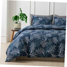 Duvet Cover King Size 3-piece, Dark Blue White King 104 90 inch B: Dark Blue