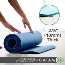 GAIAM Extra Thick 10MM Yoga Black Fitness Mat Non-Slip New W/ Carry strap