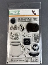 Simon Says Stamp WHAT'S BREWING Clear Stamp Set- Latte, Coffee, Friendship