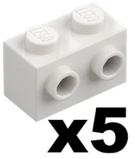 LEGO 5 New Brick with 2 Studs on 1 Side White 1 x 2 Modified Part 11211 WH1