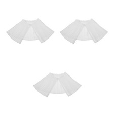 3Pcs Elegant Accordion Pleated White Shawl False Collar Detachable Neck Cape