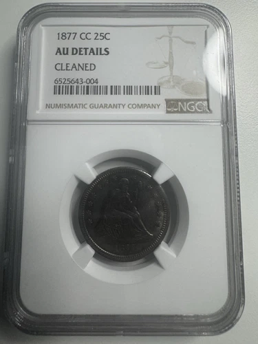 1877 CC Seated Liberty Quarter NGC AU Details