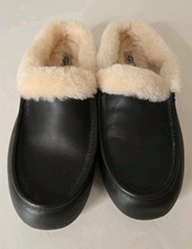 UGG Ansley Leather Mule Women's Black Sheepskin Slippers 1171392 Size 10