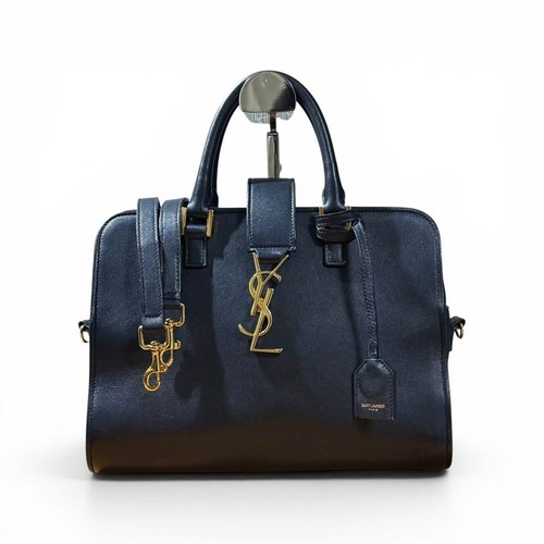 Saint Laurent Ysl Handbag 2way Shoulder Bag Leather Navy