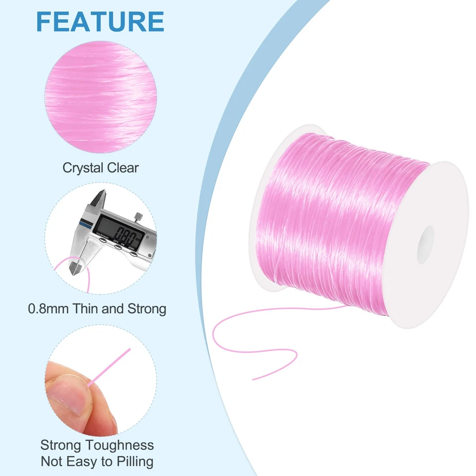 120 m langes,dehnbares Armbandband,0,8mm,elastisches Band für Armbänder,Rosa - Bild 3 von 4