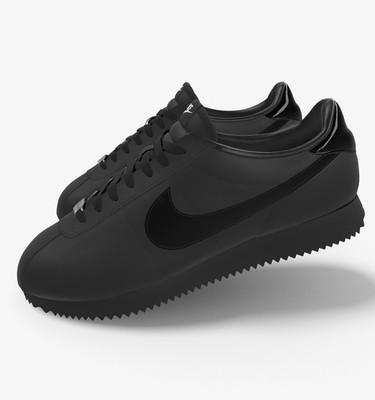 Nike Men's Cortez Low Top Lace Up Athletic Sneakers  Black custom 