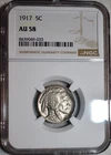 NGC AU-58 1917-P Buffalo Nickel, Razor-Sharp, Lustrous specimen.