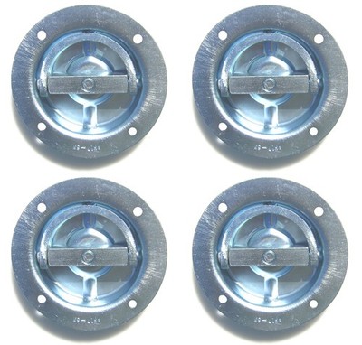 Pit Posse 11007-4 Four Cargo Trailer Recessed Rotating D Ring Floor Rope Anchor