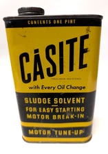 Vintage NOS 50s CASITE Sludge Solvent 16oz FULL CAN Motor Tune-up Hasting MI USA