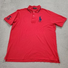 Polo Ralph Lauren Rugby Shirt Mens 2XL Tall Red Big Pony 3 Pique Cotton Peru