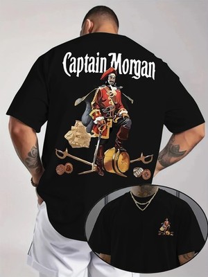 Men'S Captain Morgan Graphic T-Shirt - Royal Navy Captain with Sailing Ship Des