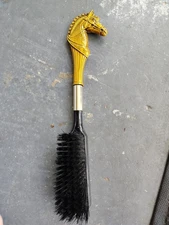 Mid century  Plastic / Metal Horse Head  Clothes / Shoe Brush Equestrian 11”