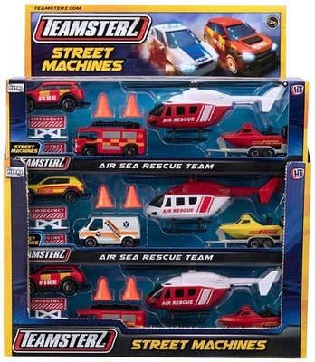 1 Playset Rescue Helicopter Fire Brigade Boat Toy Diecast Teamsterz 1:64-1:87
