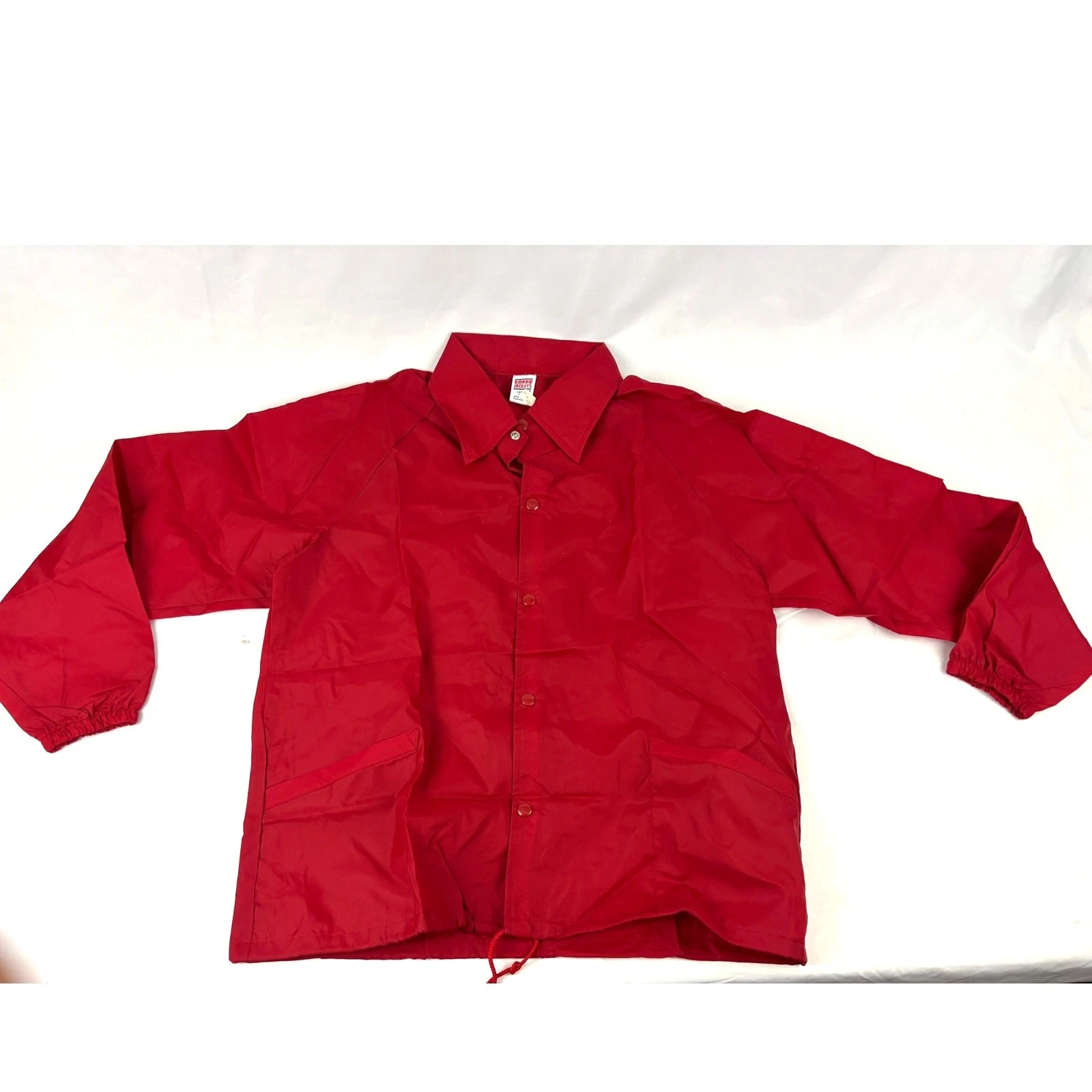 Vintage Soffe Windbreaker Jacket Men LARGE Red Nylon Snap-Closure 1990s NEW image 6
