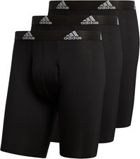 adidas Men's Performance 3-Pack Long Boxer Brief Black Size S