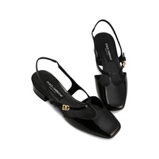Dolce & Gabbana Jackie Slingback Pumps Black Patent Leather DG Logo Sz 40 US 10
